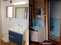 【洗面所】以前は洗面所 単独の空間がありませんでしたが、増築をしたので広い空間が確保できました。